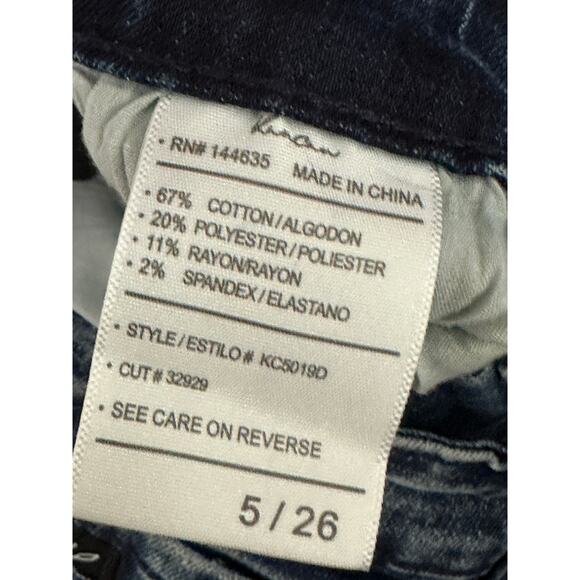 Kancan Medium Wash Crop Raw Hem Skinny Denim Jeans Cotton Stretch Women 26/5 - Picture 6 of 9